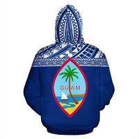 Guam Polynesian All Over Custom Zip up Hoodie Blue Horizontal Style - Polynesian Pride
