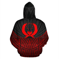 Pohnpei Polynesian Zip up Hoodie Red Black Pride Map and Seal - Polynesian Pride
