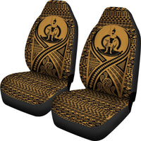 Vanuatu Car Seat Cover - Vanuatu Coat Of Arms Polynesian Tattoo Gold - Polynesian Pride