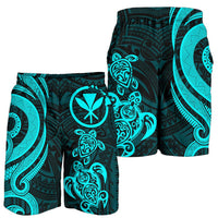 Polynesian Hawaii (Kanaka Maoli) Men Shorts - Turquoise Tentacle Turtle Blue - Polynesian Pride
