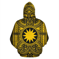 Nauru ll Over Hoodie Nauru Coat of rms Polynesian Gold Black - Polynesian Pride