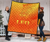 Sun In Leo Zodiac Premium Quilt Polynesian Tattoo Simple - Orange - Polynesian Pride