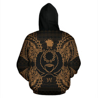 Pohnpei Polynesian All Over Zip up Hoodie Map Gold - Polynesian Pride
