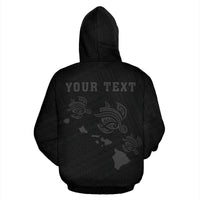 Polynesian Kakau Three Turtle Map of Hawaii Custom Hoodie Grey - Polynesian Pride