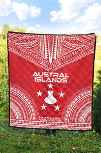 Austral Islands Premium Quilt - Austral Islands Flag Polynesian Chief Red Version - Polynesian Pride