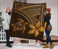 Hawaii Quilt - Hawaii Turtle Plumeria Quilt Brown - Polynesian Pride