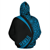 Hawaii Polynesian Zip up Hoodie Tribal Blue Color Circle Style - Polynesian Pride
