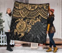 Polynesian Premium Quilt - Polynesian Golden Turtle Hibiscus - Polynesian Pride