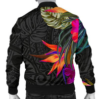 Polynesian Men's Bomber Jacket - Hibiscus Pattern - Polynesian Pride