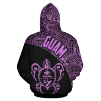 Guam Zip up Hoodie Guam Coat of Arm In Turtle Polynesian Tattoo Purple - Polynesian Pride