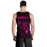 Hawaii Kakau Polynesian Three Turtles Map Men's Tank Top - Pink - Polynesian Pride