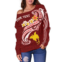 Papua New Guinea Women's Off Shoulder Sweater - PNG Seal Polynesian Patterns Plumeria - Polynesian Pride