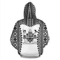 Fiji Tapa Hoodie Fiji Coat of Arms Coconut Tree - Polynesian Pride