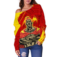 Hawaii Mauna Kea King Polynesian Women's Off Shoulder Sweater - Polynesian Pride