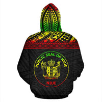 Niue Polynesian Custom Hoodie Horizontal Reggae - Polynesian Pride