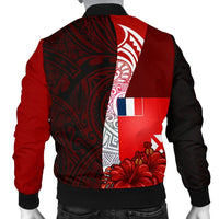 Wallis and Futuna Polynesian Custom Personalised Men's Bomber Jacket - Coat Of Arm With Hibiscus - Polynesian Pride