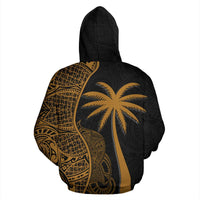 Chuuk Polynesian Custom Zip up Hoodie Coconut Gold - Polynesian Pride
