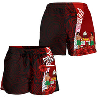 Fiji Polynesian Women's Shorts - Coat Of Arm With Hibiscus - Polynesian Pride