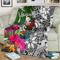 Vanuatu Premium Blanket White - Turtle Plumeria Banana Leaf - Polynesian Pride