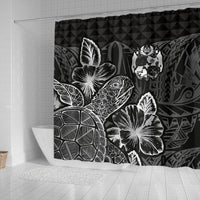 Tonga Shower Curtain Turtle Hibiscus Black - Polynesian Pride