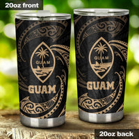 Guam Polynesian Tumbler - Gold Tribal Wave One Style 20oz Large Black - Polynesian Pride