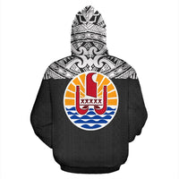 Tahiti All Over Zip up Hoodie Black Version - Polynesian Pride