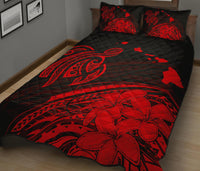 Hawaii Quilt Bed Set - Turtle Polynesian Map Plumeria Red - Polynesian Pride