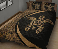 Hawaiian Polynesian Turtle Quilt Bed Set - Circle Style Gold - Polynesian Pride