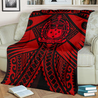 Samoa Polynesian Premium Blanket - Samoa Red Seal with Polynesian Tattoo - Polynesian Pride