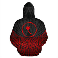 Chuuk Polynesian Zip up Hoodie Red Black Pride Map and Seal - Polynesian Pride