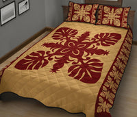 Hawaiian Quilt Pattern Palm Tree And Pineapple New Quilt Bed Set - Polynesian Pride