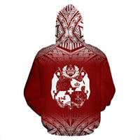 Tonga Custom All Over Hoodie Fog Red - Polynesian Pride