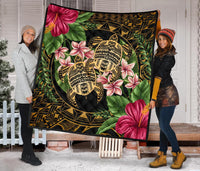Hawaii Premium Quilt - Turtle Strong Pattern Hibiscus Plumeria Art AH - Polynesian Pride