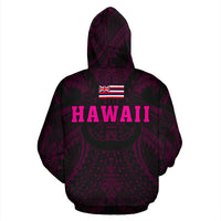 Polynesian Kamapuaa Flag of Hawaii Zip Hoodie Pink Hawaiian Mythology Style - Polynesian Pride