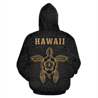 Polynesian Kakau Hula Girl Turtle Hibiscus Hawaii Hoodie Gold - Polynesian Pride