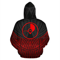 Yap Polynesian Zip up Hoodie Red Black Pride Map and Seal - Polynesian Pride