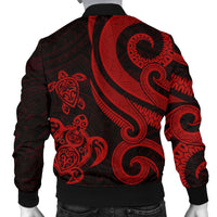 Papua New Guinea Men's Bomber Jacket - Red Tentacle Turtle - Polynesian Pride