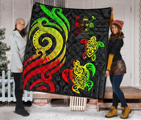 Fiji Polynesian Premium Quilt - Reggae Tentacle Turtle Crest - Polynesian Pride