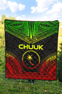 Chuuk Premium Quilt - Chuuk Flag Polynesian Chief Reggae Version - Polynesian Pride
