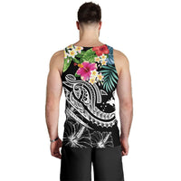 Papua New Guinea Polynesian Men's Tank Top - Summer Plumeria (Black) - Polynesian Pride