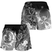 Vanuatu Custom Personalised Women's Short - Humpback Whale with Tropical Flowers (White) - Polynesian Pride