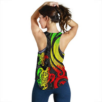 Guam Polynesian Women Racerback Tank - Reggae Tentacle Turtle - Polynesian Pride