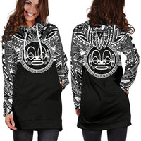 Marquesas Islands Women Hoodie Dress - Marquesas Islands Coat Of Arms Polynesian Black Color - Polynesian Pride