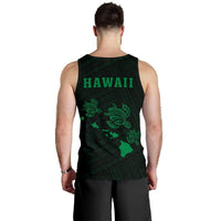 Hawaii Kakau Polynesian Three Turtles Map Men's Tank Top - Green - Polynesian Pride