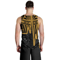 Hawaii Personalised Men's Tank Top - Kanaka Maoli With Polynesian Pattern In Heartbeat Style (Gold) - Polynesian Pride