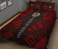 Vanuatu Quilt Bed Set - Vanuatu Coat Of Arms Red Tattoo Style - Polynesian Pride