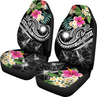 Marshall Islands Polynesian Car Seat Covers - Summer Plumeria (Black) - Polynesian Pride