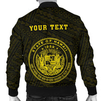 Hawaii Kakau Polynesian Coat Of Arms Personalized Men's Bomber Jacket - Yellow - Polynesian Pride