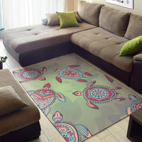Turtle Colorful Hibiscus Backgorund Area Rug AH - Polynesian Pride