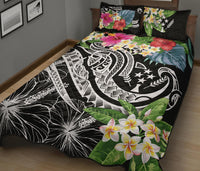 Kosrae Polynesian Quilt Bed Set - Summer Plumeria (Black) - Polynesian Pride